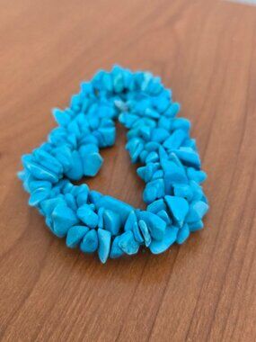 Turquoise chip bead bracelet, turquoise nugget bracelet blue